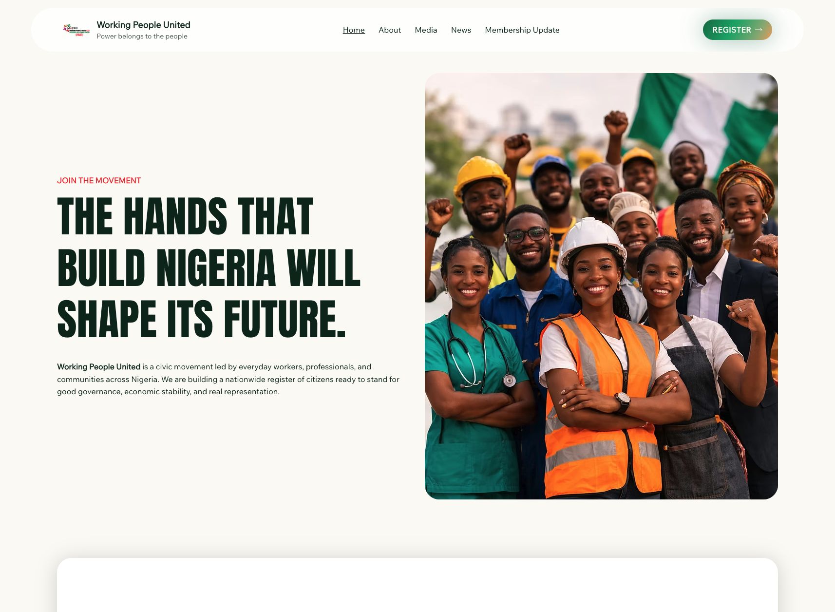 Working People United website home page